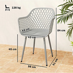 Avis STILVORA Lot de 4 chaises de jardin 56/51/84 cm gris en métal et plastique anti-UV