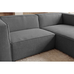 Acheter Casanova Canapé d'angle tissu lisse 4 places Gris foncé Gauche