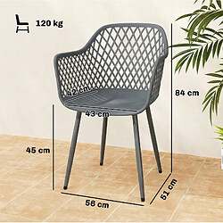 Avis STILVORA Lot de 4 chaises de jardin 56/51/84 cm gris foncé en métal anti-UV