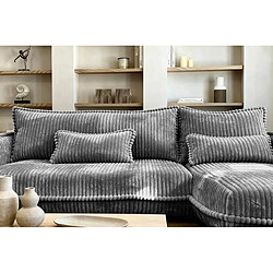 Casanova Canapé d'angle velours côtelé 3 places Gris foncé pas cher