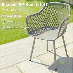 STILVORA Lot de 4 chaises de jardin 56/51/84 cm gris en métal et plastique anti-UV pas cher