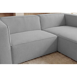 Casanova Canapé d'angle tissu lisse 4 places Gris clair Droit pas cher