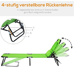 STILVORA Bain de soleil 190/56/28 cm vert en métal pliable avec ouverture visage pas cher