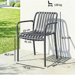 Avis STILVORA Lot de 4 chaises de jardin 55/58,5/81,5 cm gris foncé en plastique empilables