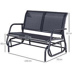 Acheter STILVORA Banc à bascule de jardin 120/70/85 cm noir en métal 2 places