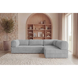 Avis Casanova Canapé d'angle velours côtelé 4 places Gris clair Gauche