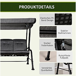 Acheter STILVORA Balancelle de jardin 200/120/170 cm noire en acier avec toit réglable