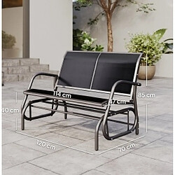 Avis STILVORA Banc à bascule de jardin 120/70/85 cm noir en métal 2 places