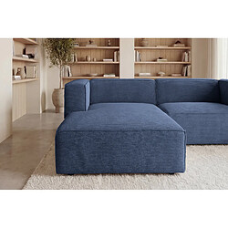 Casanova Canapé d'angle velours côtelé 4 places Bleu Droit pas cher