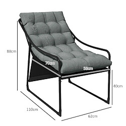 Avis STILVORA Fauteuil de jardin 110/62/88 cm gris en acier avec coussin épais