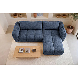 Casanova Canapé d'angle tissu chenille 3 places Bleu Droit pas cher