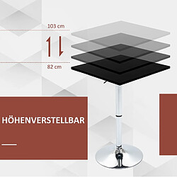 Acheter STILVORA Table de bar 60/60/69-93 cm noire en bois et métal avec plateau pivotant
