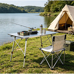 Avis STILVORA Table de camping 120/68,5/59-78,5 cm argent en aluminium pliable réglable