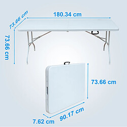 Avis STILVORA Table pliante 180,34/73,66/73,66 cm blanche en fer et plastique portable