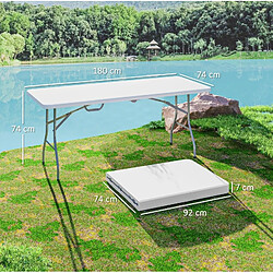 Acheter STILVORA Table pliante de camping 180/74/74 cm blanche en métal avec poignée de transport