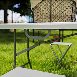 STILVORA Table pliante de camping 180/74/74 cm blanche en métal avec poignée de transport pas cher