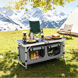 Avis STILVORA Table de camping pliante 120/47/62/69,5 cm noir et gris en aluminium avec sac