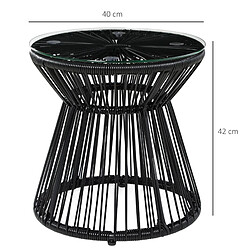 Avis STILVORA Table d'appoint 40/40/42 cm noire en rotin avec plateau en verre trempé