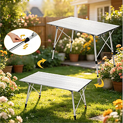 STILVORA Table de camping 120/68,5/59-78,5 cm argent en aluminium pliable réglable pas cher