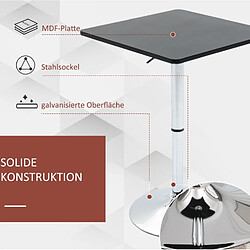 STILVORA Table de bar 60/60/69-93 cm noire en bois et métal avec plateau pivotant pas cher