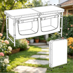 Acheter STILVORA Table de camping pliante 120/47/62/69,5 cm noir et gris en aluminium avec sac