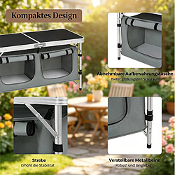 STILVORA Table de camping pliante 120/47/62/69,5 cm noir et gris en aluminium avec sac pas cher