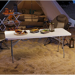 Avis STILVORA Table pliante de camping 180/74/74 cm blanche en métal avec poignée de transport