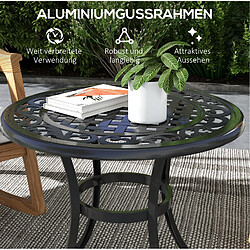 STILVORA Table de balcon 60/60/53 cm noire en aluminium avec pieds réglables pas cher