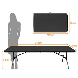 Avis STILVORA Table pliante 244/76/73,6 cm noire en fer et plastique avec poignée