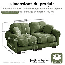 ByteLike Canapé modulable 2 places en chenille couleur vert type nuage pas cher