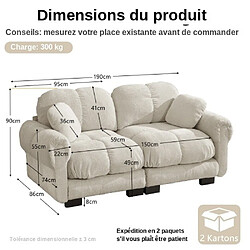 ByteLike Canapé modulable 2 places type nuage en tissu chenille couleur kaki pas cher
