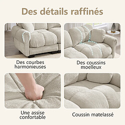 Acheter ByteLike Canapé modulable 2 places type nuage en tissu chenille couleur kaki