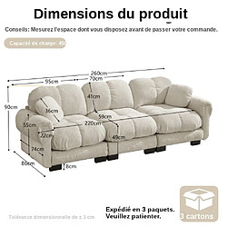 ByteLike Canapé modulable 3 places en chenille couleur kaki type nuage pas cher