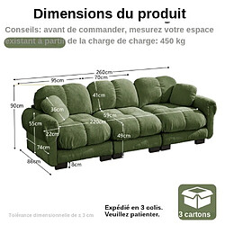 ByteLike Canapé modulable 3 places en chenille couleur vert type nuage pas cher