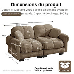 ByteLike Canapé modulable 2 places en chenille couleur marron type nuage pas cher