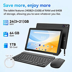 Avis byxsb Tablette Android 15 10,1", 24 Go RAM, 64 Go ROM, Clavier et Souris