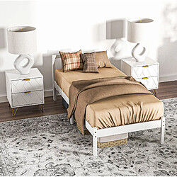 Avis STILVORA Lit simple 90/200 cm blanc en bois avec tête de lit et sommier