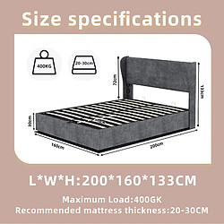 Acheter STILVORA Lit rembourré 160/200 cm gris en tissu avec coffre relevable