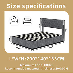 Acheter STILVORA Lit coffre 140/200 cm gris en tissu et métal avec matelas inclus