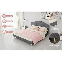 STILVORA Lit rembourré 160/200 cm gris en tissu et métal avec tête de lit géométrique pas cher