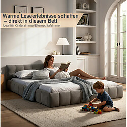 STILVORA Lit double 160/200 cm gris foncé en chenille avec cadre bois et fer pas cher