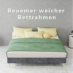 STILVORA Lit 140/200 cm gris en tissu et métal avec tête de lit haute pas cher