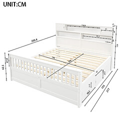 Acheter STILVORA Lit plateforme 180/200 cm blanc en MDF et contreplaqué avec LED et 4 tiroirs