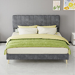 Avis STILVORA Lit rembourré 160/200 cm gris en tissu et métal avec tête de lit haute