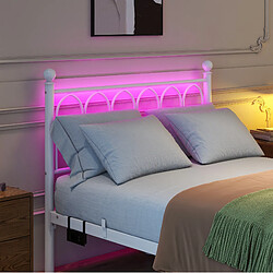STILVORA Lit 120/200 cm blanc en MDF et métal avec LED et station de charge pas cher