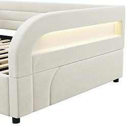 STILVORA Lit plateforme 140/200 cm beige en flanelle avec rangement hydraulique LED pas cher