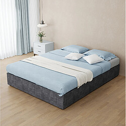 Avis STILVORA Cadre de lit 140/200 cm gris en tissu et métal avec dossier réglable