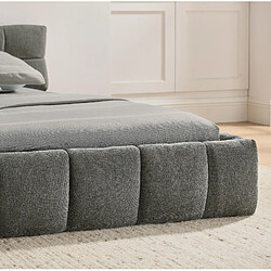 STILVORA Lit double 140/200 cm gris foncé en chenille avec structure bois et métal pas cher