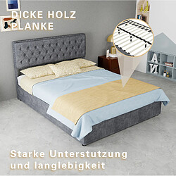 STILVORA Lit coffre 140/200 cm gris en tissu et métal avec matelas inclus pas cher