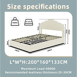 Acheter STILVORA Lit coffre 160/200 cm beige en bois et tissu avec matelas inclus